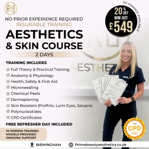 Aesthetics & Skin Course <br> 2 Day <span class="d-block fw-normal"> Training Course</span><span class="d-block fw-normal"> (No Experience Required)</span><span style="color:#008000">Save 20% on this Course</span>